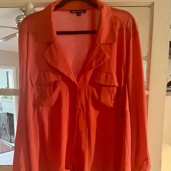INC Plus size orange top with front tie. Size 3x - Picture 1 of 5